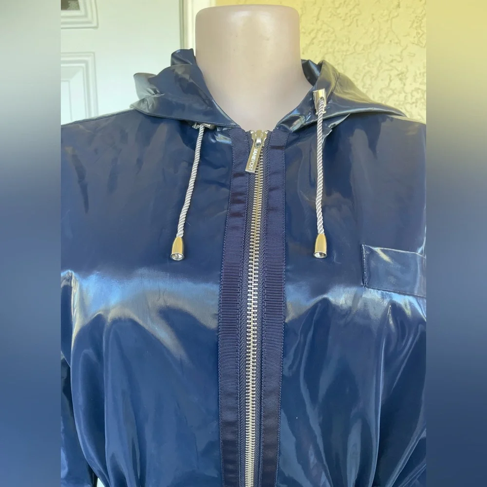 Jane Post Shiny Navy Hooded Utility Jacket - Picture 5 of 16